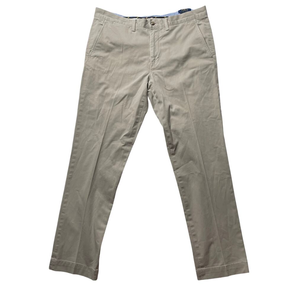 Polo Ralph Lauren Chino Pants Men 34x32 Stretch Straight Fit Cotton Twill Beige